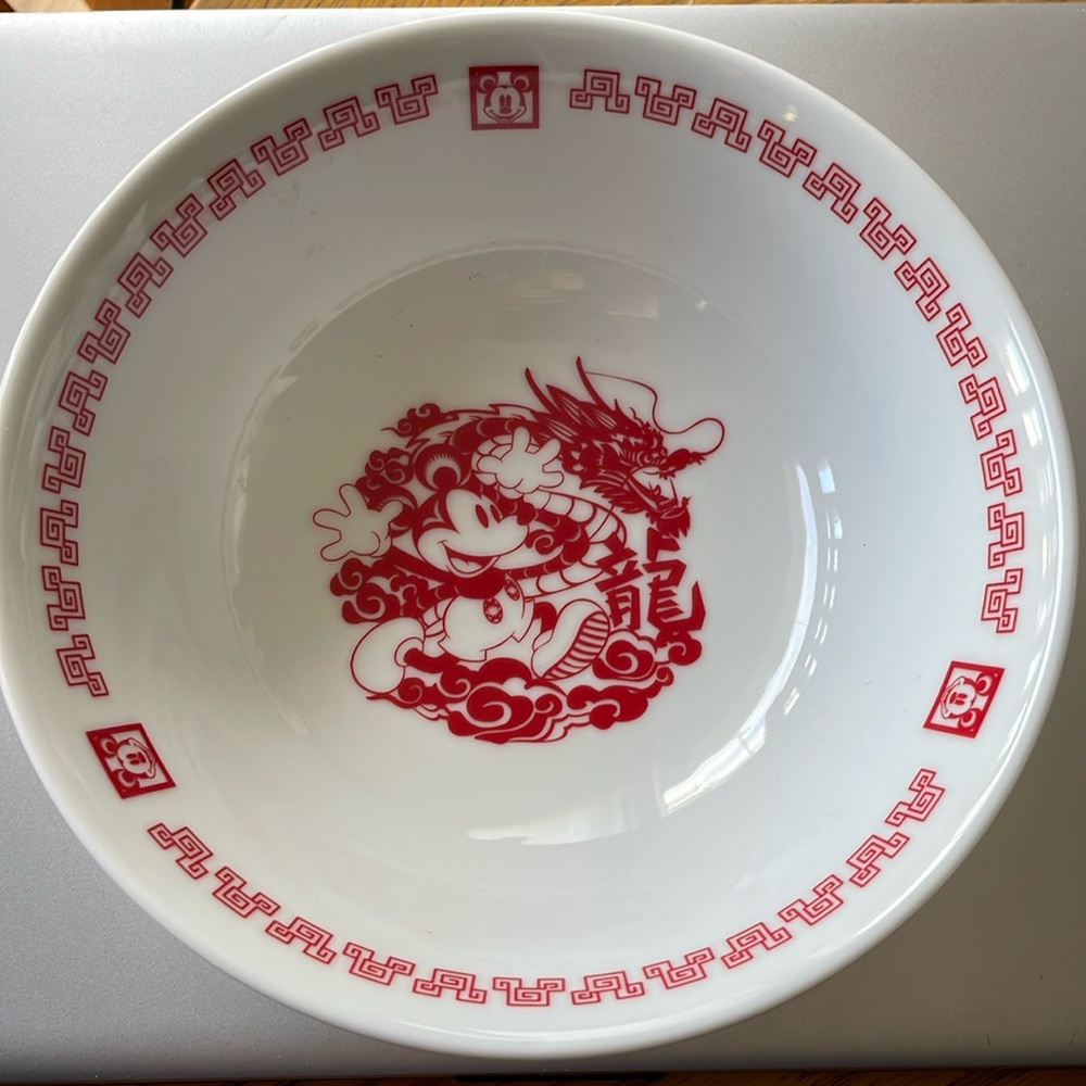 Disney Mickey Ramen Rice Bowl Chinese Plate Lunch Kitchen Made in Japan Unused